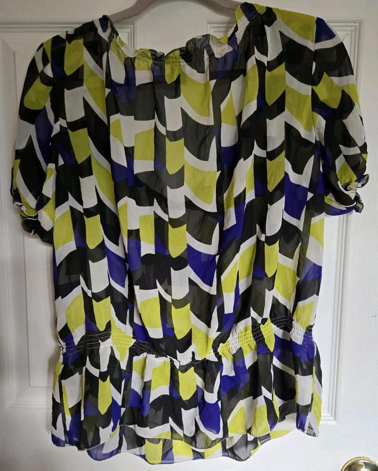 Other Kenneth Cole Reaction Blouse Top Womens 12 Sheer Geometrical Size XL / US 12-14 / IT 48-50 - 9 Thumbnail