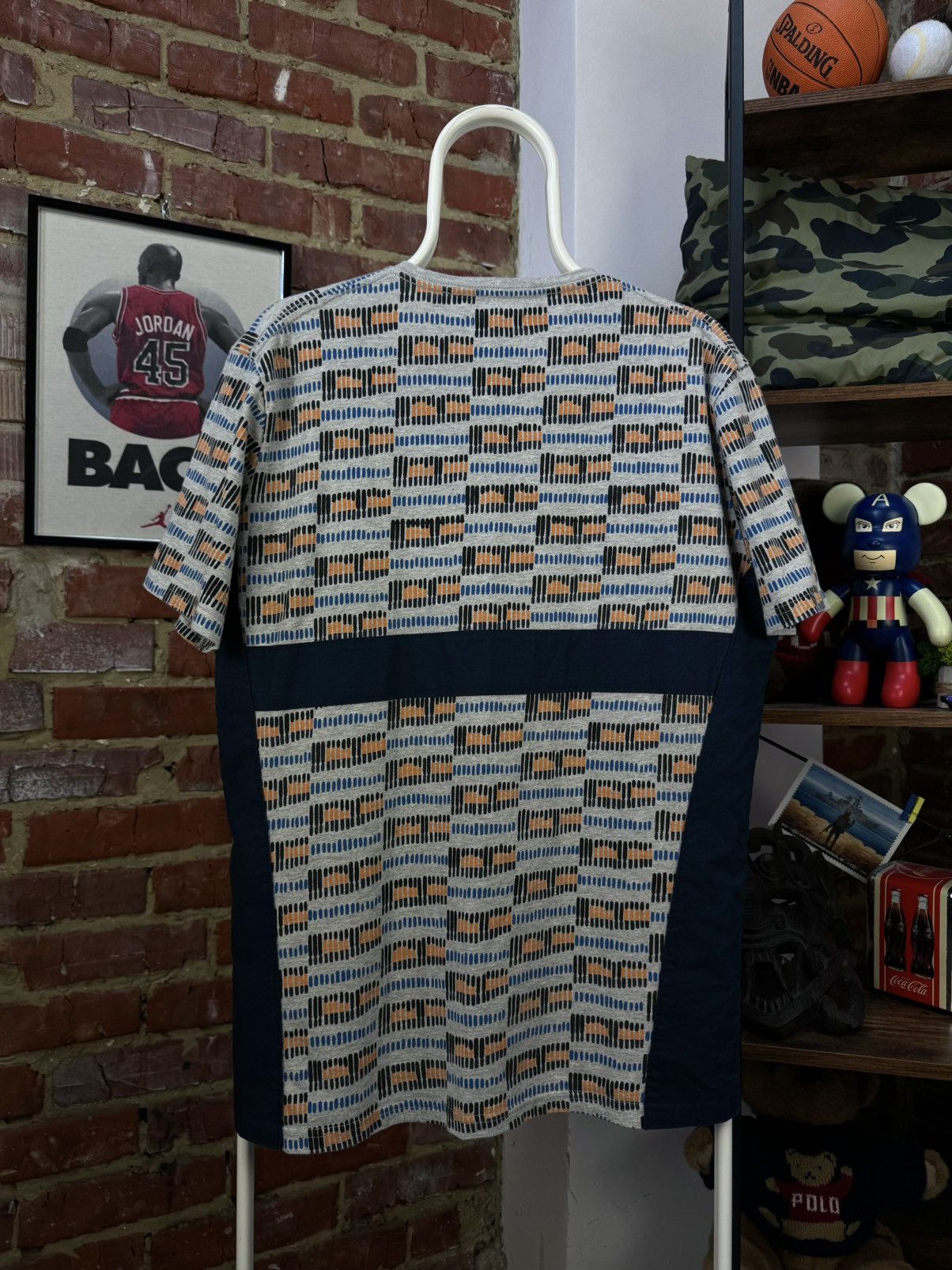 Designer × Folk FOLK Geometric Grey Multicolor Cotton Crew Neck T-Shirt Size US L / EU 52-54 / 3 - 3 Thumbnail