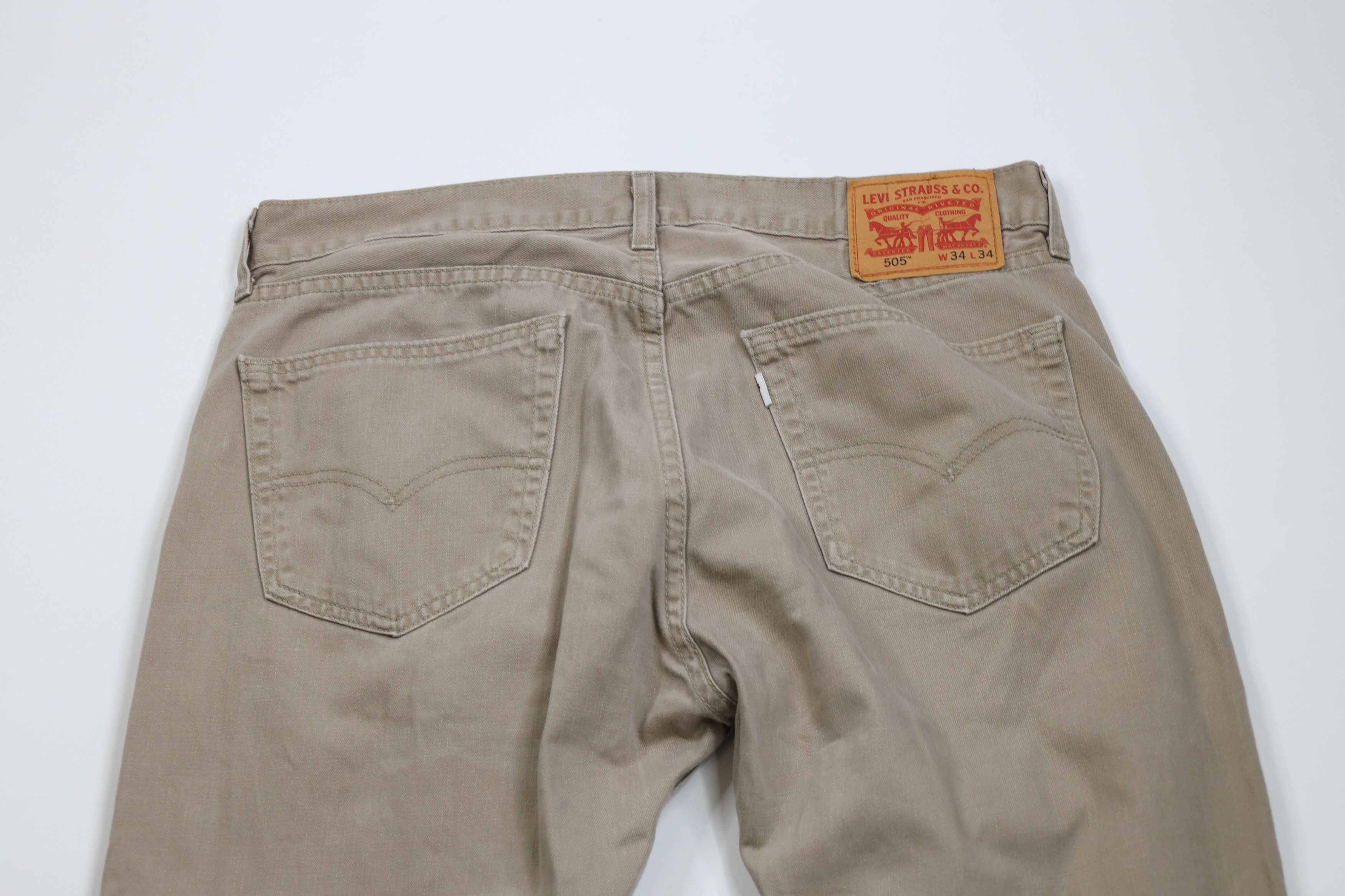 Levi's × Vintage Vintage Y2K Levis 505 Regular Straight Leg Denim Jeans Beige Size US 34 / EU 50 - 10 Thumbnail