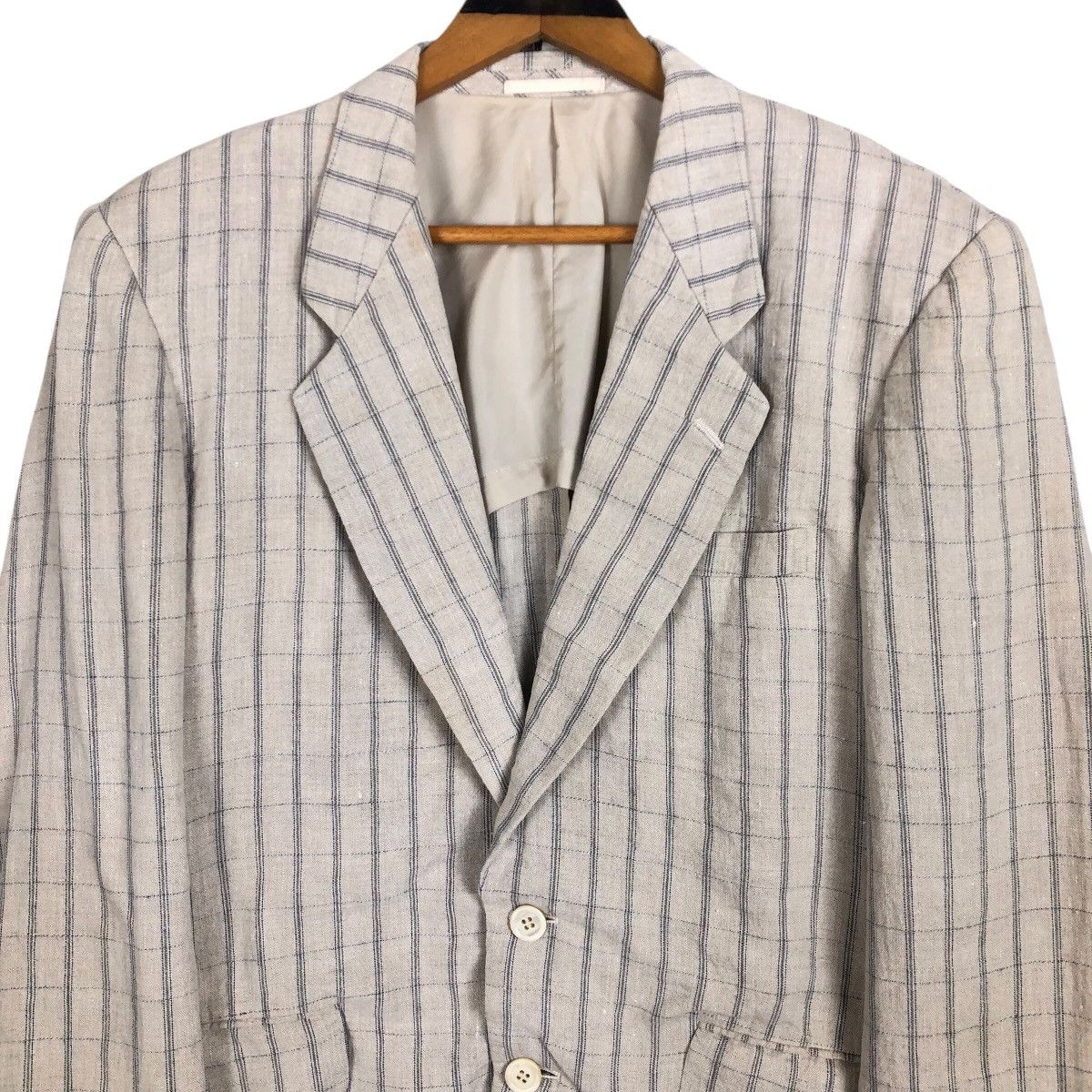Comme des Garcons Homme Vintage Comme Des Garcons Homme S/S 1991 Linen Plaid Blazer Size US S / EU 44-46 / 1 - 3 Thumbnail