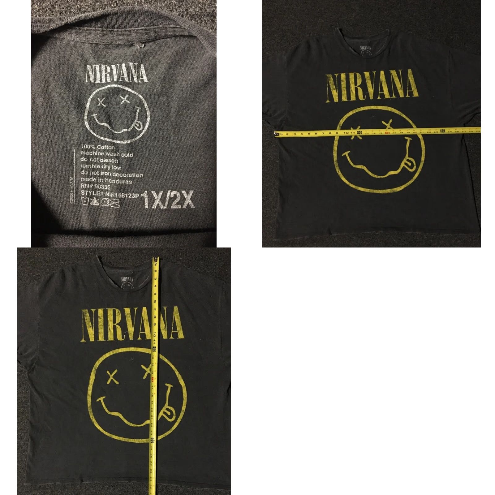 Etro Nirvana Shirt Oversized Faded Distress 1X/2X Boxy Punk Grunge Retro Band Concert Womens XL Gray 70s 80s 90s - Smiley Face Size XL / US 12-14 / IT 48-50 - 8 Thumbnail
