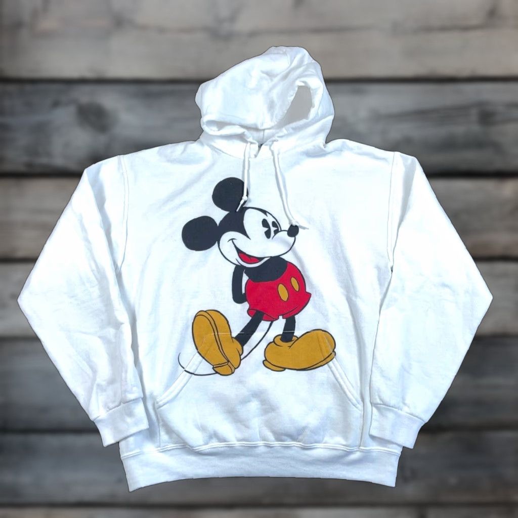 Disney Disney Mickey Mouse Print Hoodie Adult Large White Sweatshirt 50-50 Y2K Vintage Cartoon 90s Mens Pullover Hoodie Size US L / EU 52-54 / 3 - 1 Thumbnail