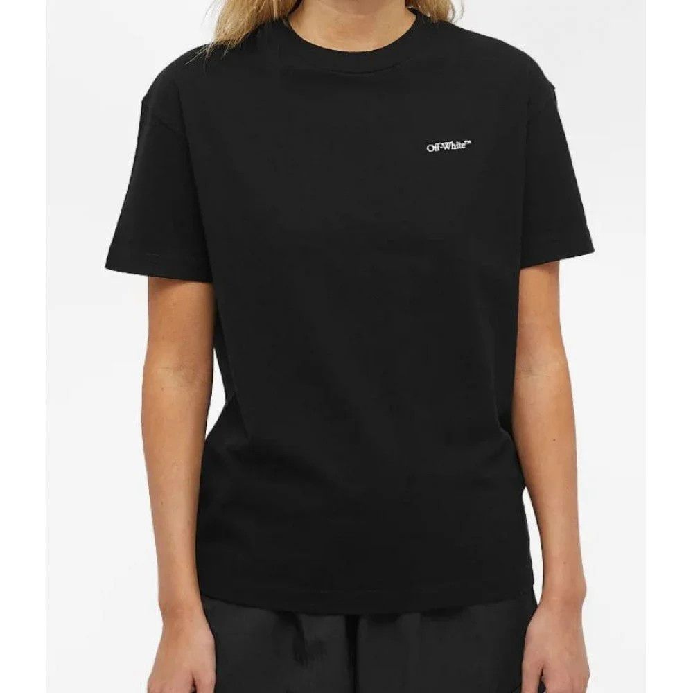 Off-White o1gr1nt1124 Floral Embroidered Arrow Casual T-Shirt in Black Size XXS / US 00 / IT 34 - 2 Thumbnail