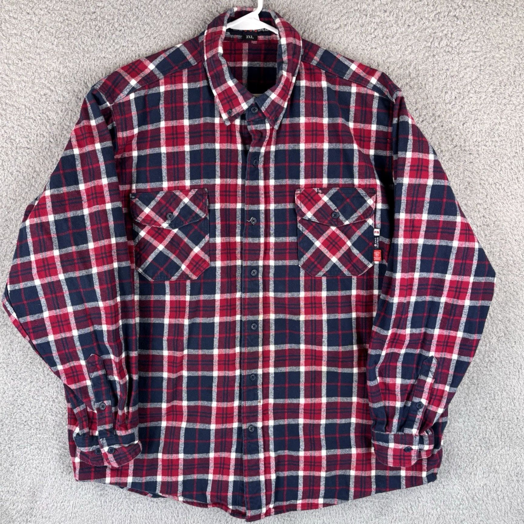 Vintage Bocomal Shirt Mens 3XL Red Navy Plaid Flame Resistant FR CAT2 Workwear Heavy Shirt Size US XXL / EU 58 / 5 - 2 Thumbnail