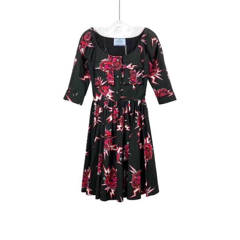 Prada Prada Black floral dress Size XS / US 0-2 / IT 36-38 - 1 Thumbnail