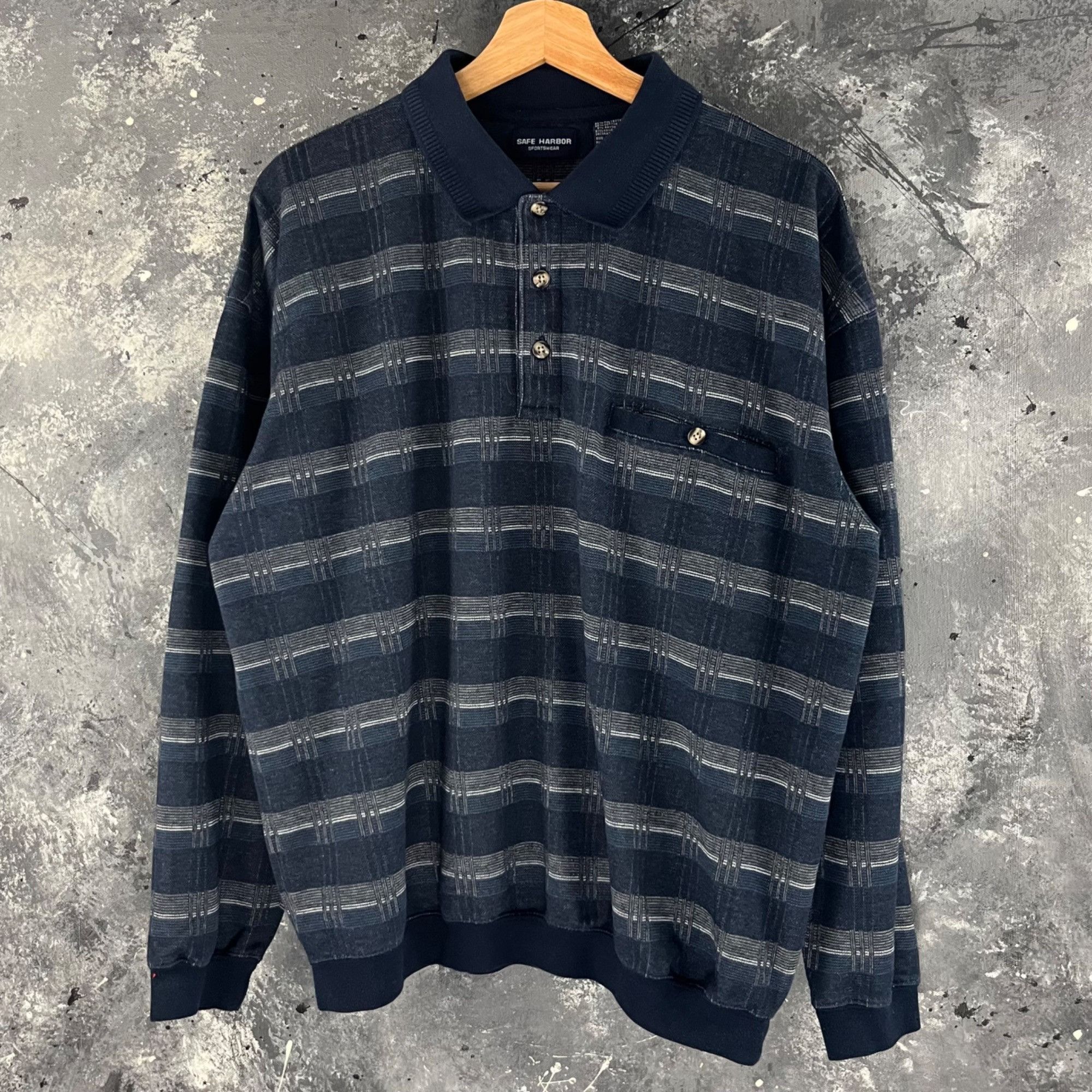 Vintage Vintage 90’s Stripe rugby sweatshirt Size US XL / EU 56 / 4 - 1 Thumbnail