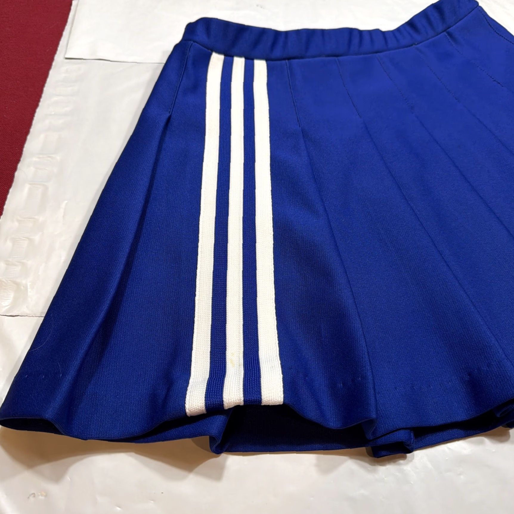 Vintage VARSITY BLUE Pleated CHEER SKIRT white Stripes Schoolgirl Cheerleading Uniform M Size 32" / US 10 / IT 46 - 7 Thumbnail