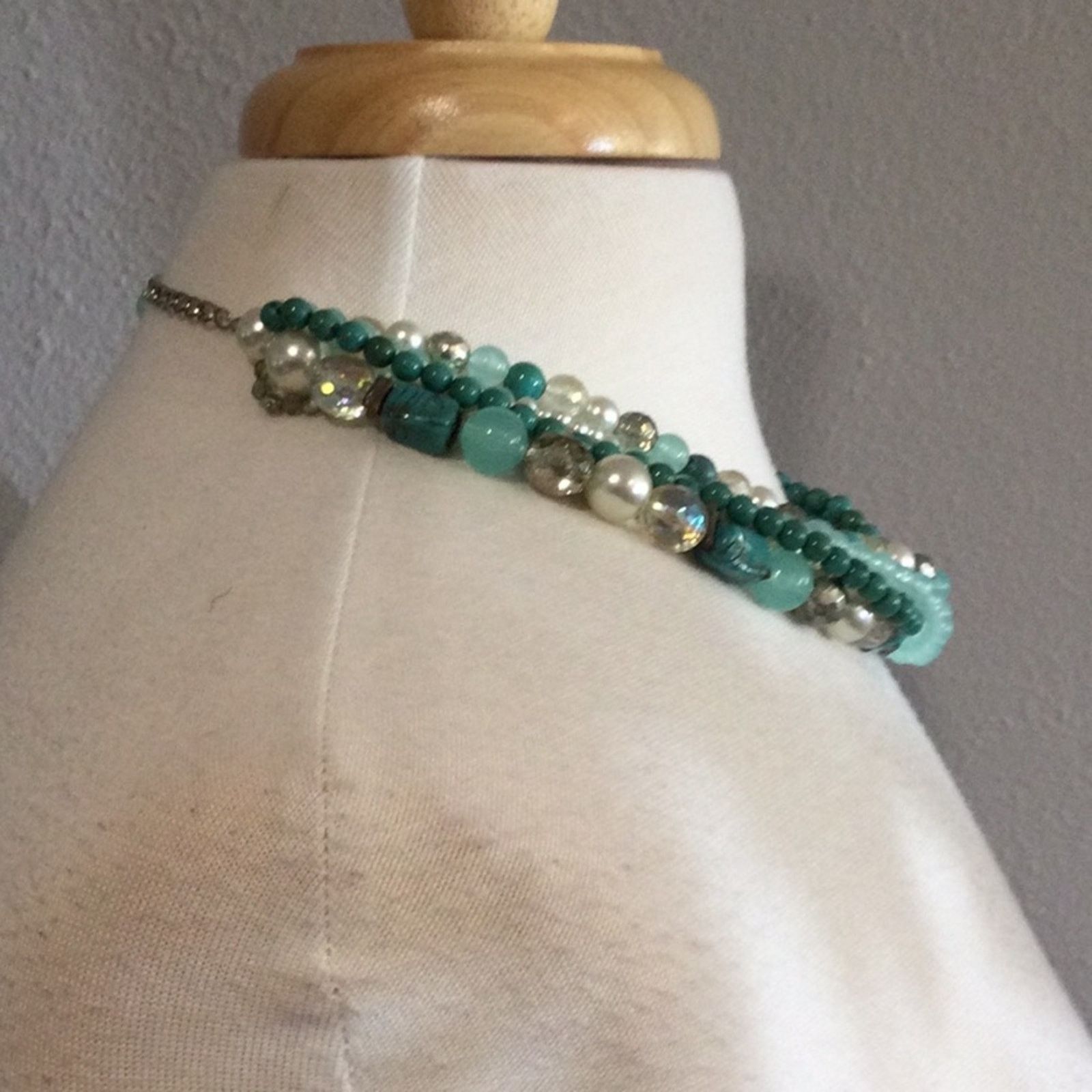 Other Multi-strand Turquoise, Clear, Blue and Silver Bead Necklace Size ONE SIZE - 5 Thumbnail