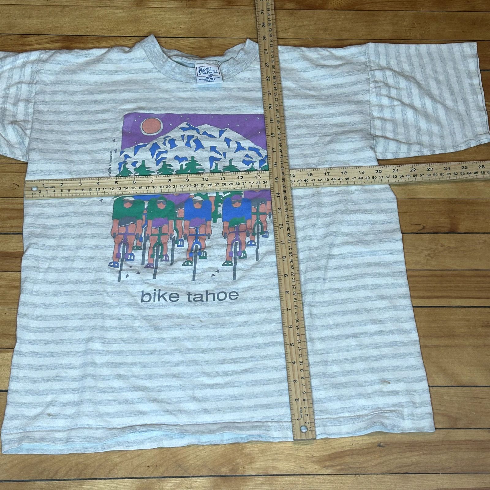 Vintage Vintage 90s Bike Tahoe Single Stitch T-Shirt Large Size US L / EU 52-54 / 3 - 3 Thumbnail
