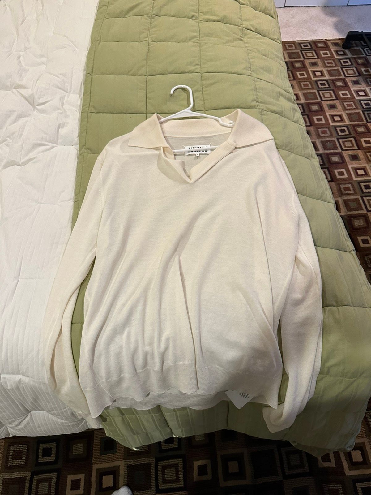 Pre-owned Maison Margiela Knit Polo Longsleeve L/s Size Large In Cream