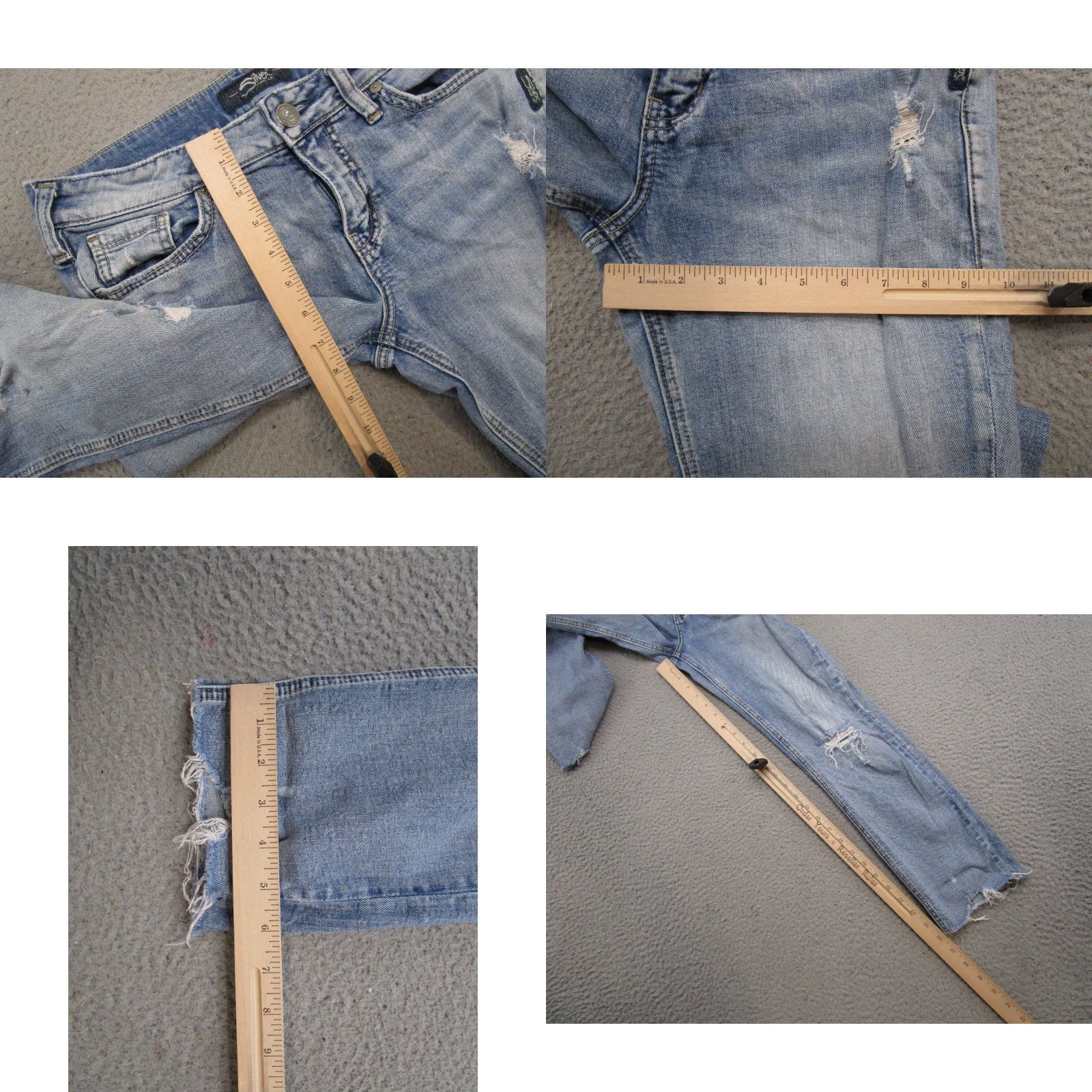Silver Jeans Co. Silver Jeans Suki Slim Ankle Jeans - 28x27 Distressed Blue Denim, 5-Pocket, Stretch, Zip, Regular, Women, Vintage? No Size 28" / US 6 / IT 42 - 8 Thumbnail