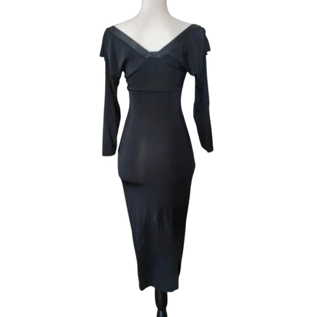Just Cavalli × Roberto Cavalli Just Cavalli Ruffled V-Neck Ruched Midi Dress early 2000s Size S / US 4 / IT 40 - 2 Thumbnail