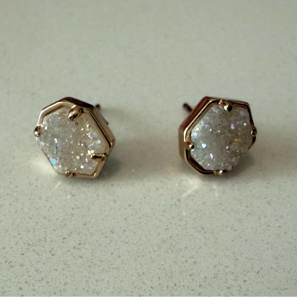 Designer Kendra Scott RARE Taylor Iridescent Drusy Stud Earrings Gold Size ONE SIZE - 4 Thumbnail
