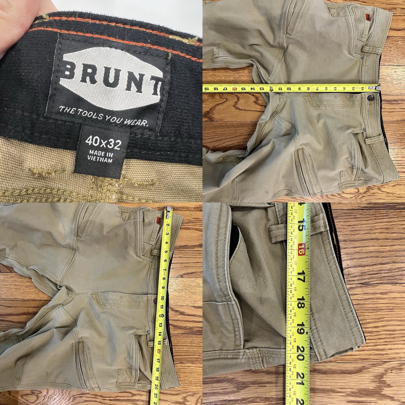 Vintage Brunt Pants Mens 40x28 Torra Work Canvas Utility Stretch Tan Khakis Straight Leg Mid Rise 40x28 Mens RegularTopsewn Brown Logo Workwear Pants Size US 40 / EU 56 - 9 Thumbnail
