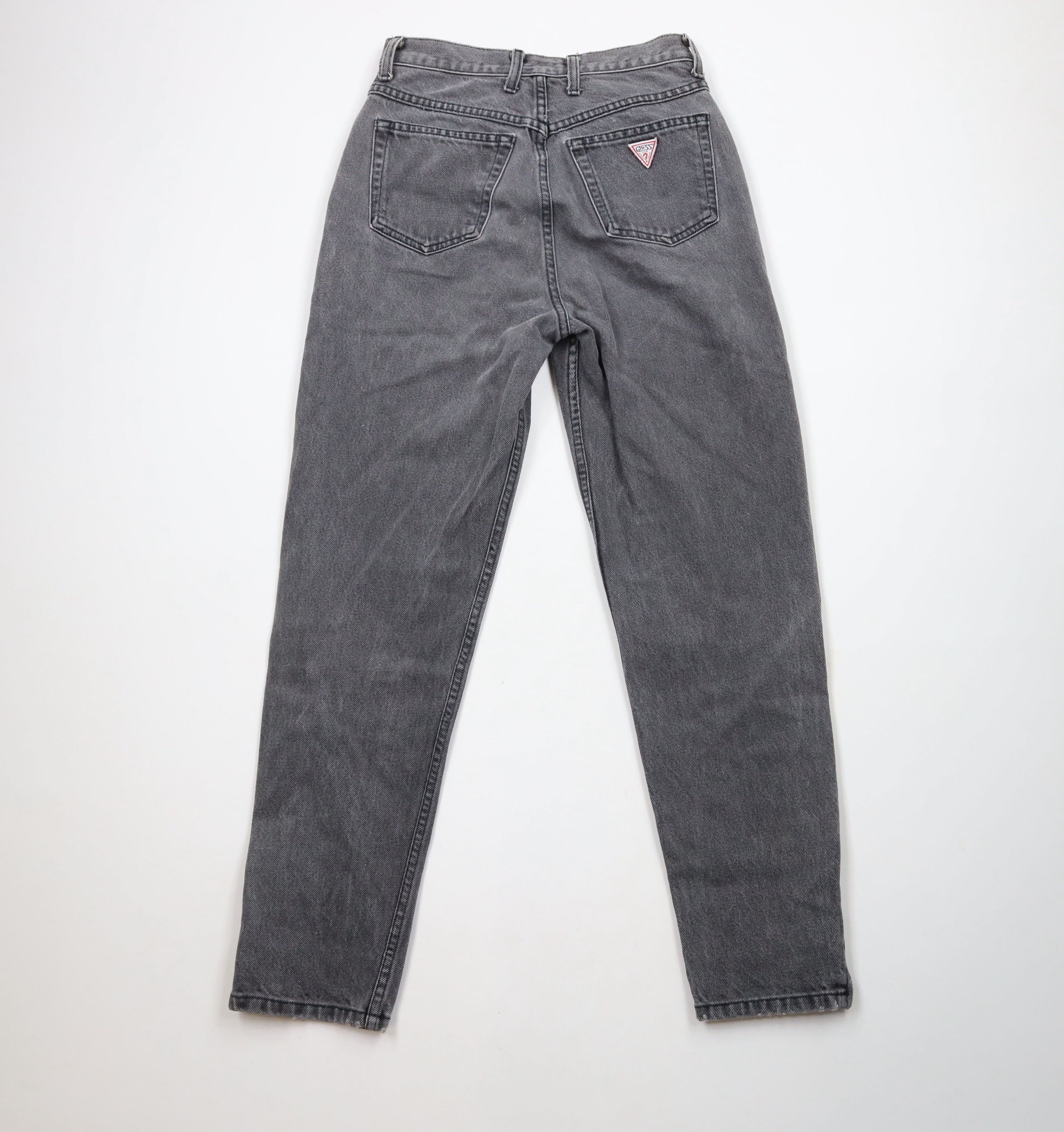 Guess × Vintage Vintage 90s Guess Tapered Skinny Leg Denim Jeans Black USA Size 29" - 12 Thumbnail