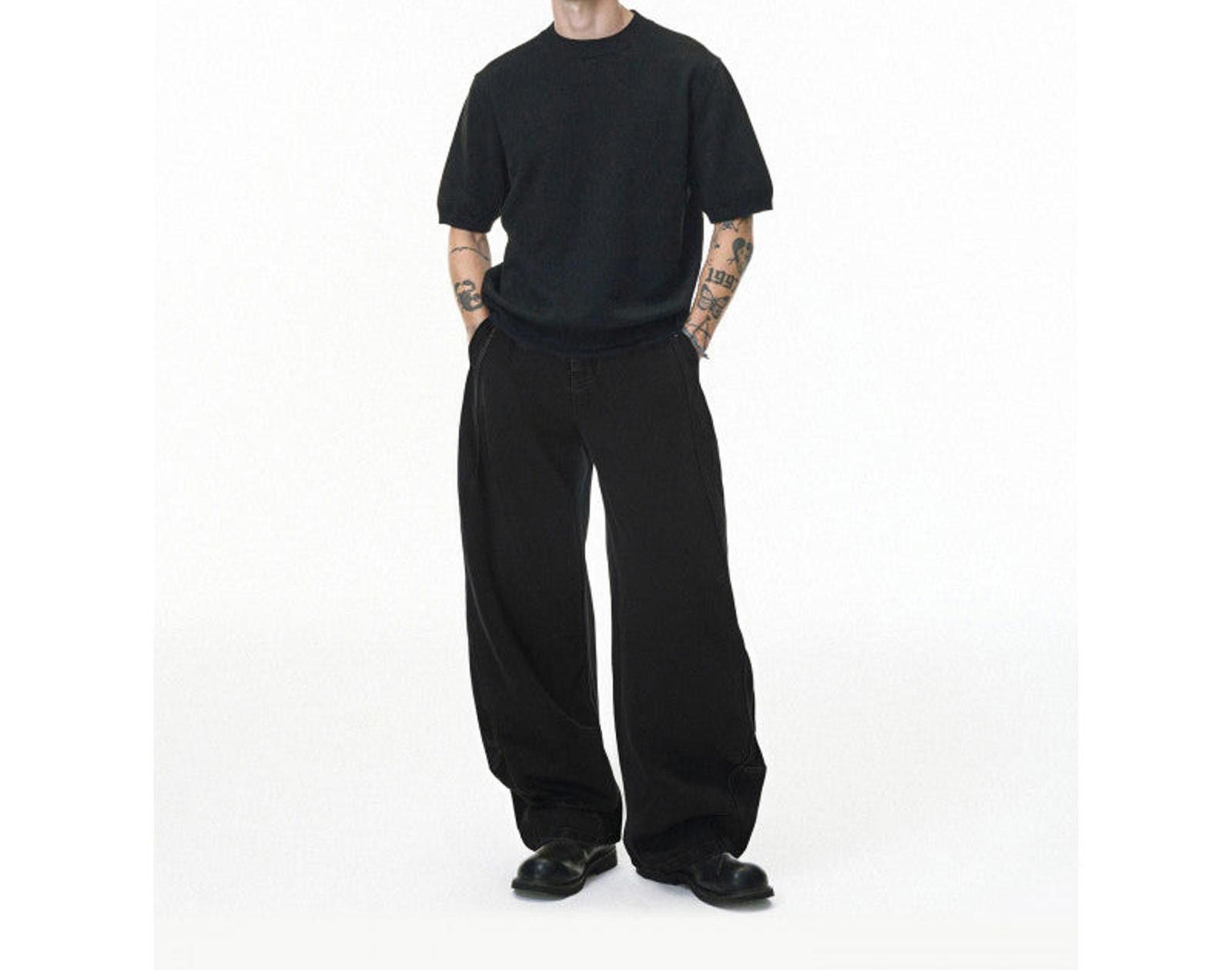 Japanese Brand Black Baggy Wide Leg Jeans, Loose Fit Trousers Size US 32 / EU 48 - 3 Thumbnail