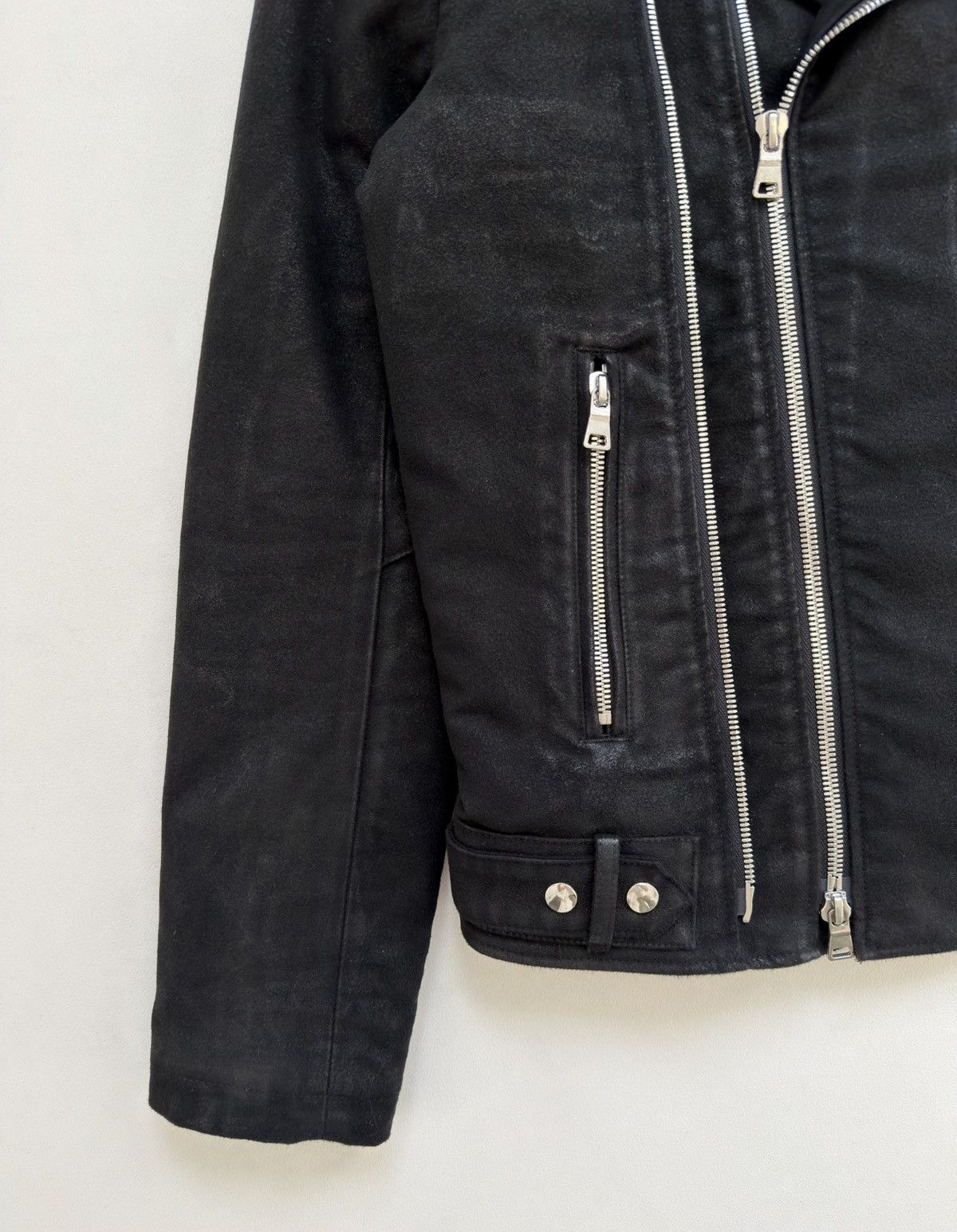 Balmain Black Cotton Sherpa Lined Biker Jacket Size US L / EU 52-54 / 3 - 6 Thumbnail