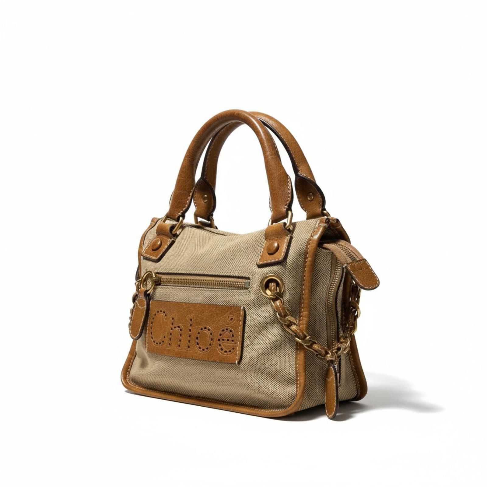 chloma Chloe - Beige and Brown Handbag Leather Size ONE SIZE - 1 Thumbnail