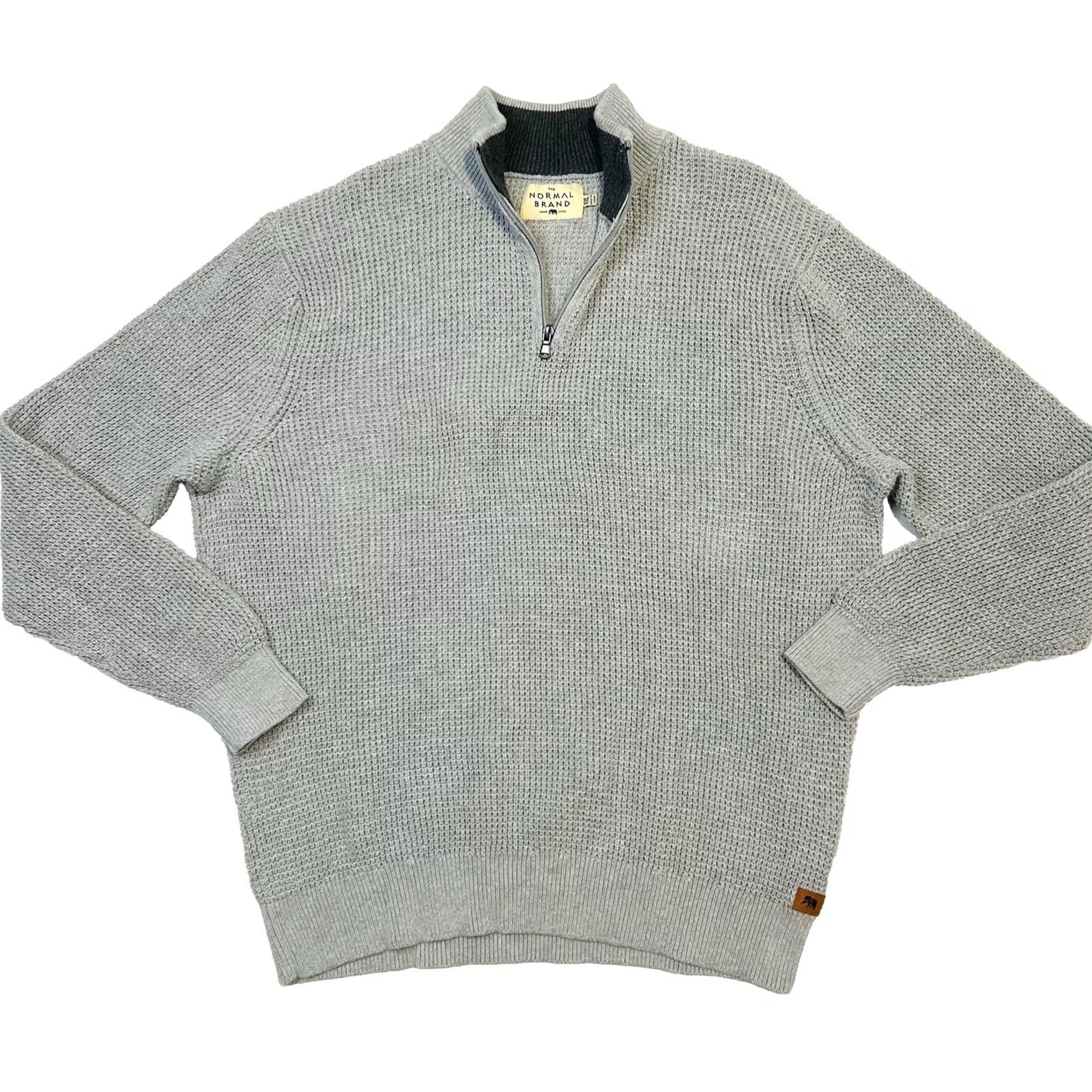 J Brand The Normal Brand 1/4 Zip Waffle Knit Pullover Sweater Gray Mens 2XL Size US XXL / EU 58 / 5 - 3 Thumbnail