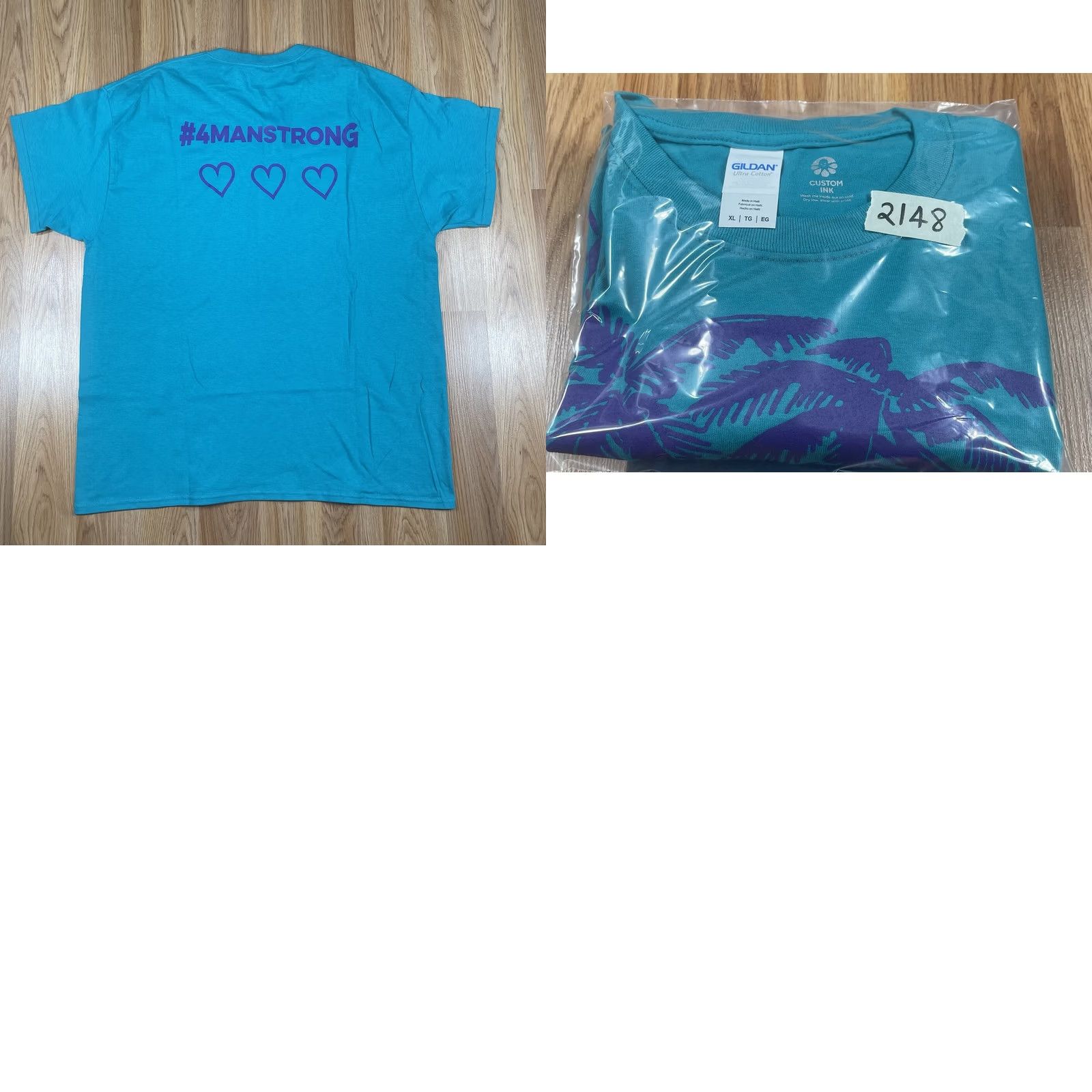 Gildan Gildan T-Shirt Adults XL Teal Aloha Graphic Print 100% Cotton Size US XL / EU 56 / 4 - 9 Thumbnail