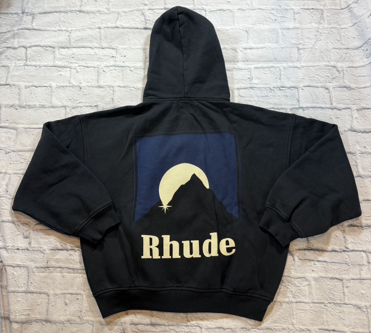 Rhude Moonlight Navy Blue Logo Full Zip-Up Hoodie Jacket