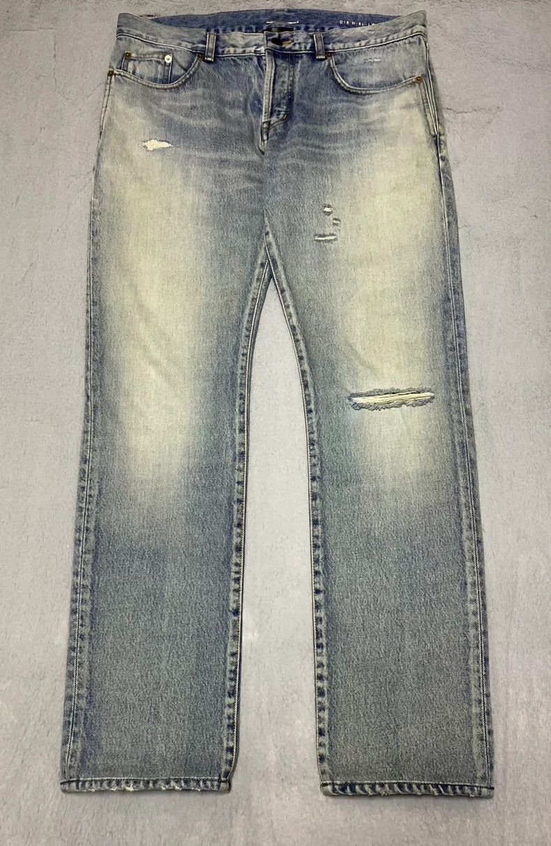 Saint Laurent Paris Saint Laurent Blue Distressed Denim Jeans- DMC Size US 31 - 1 Thumbnail