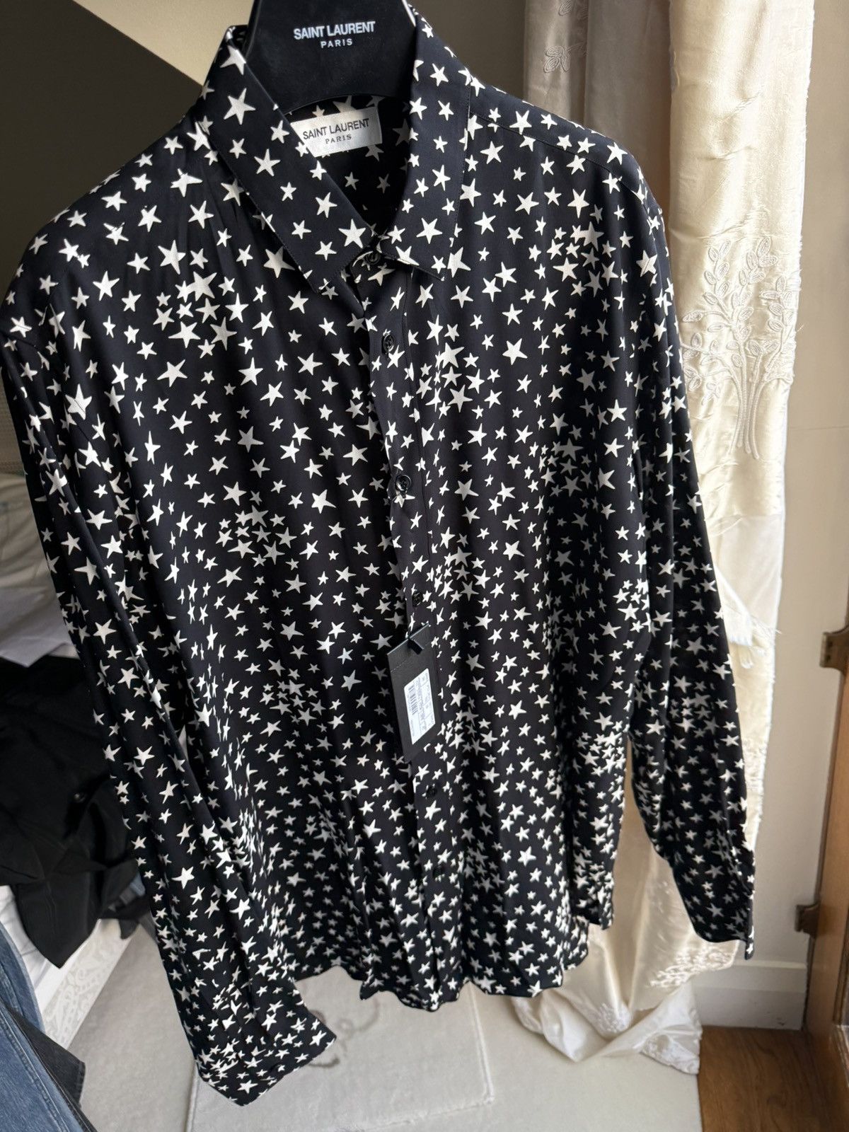 Saint Laurent Paris FW16 Saint Laurent black white star shirt 41 BNWT Hedi grail Size US L / EU 52-54 / 3 - 19 Thumbnail
