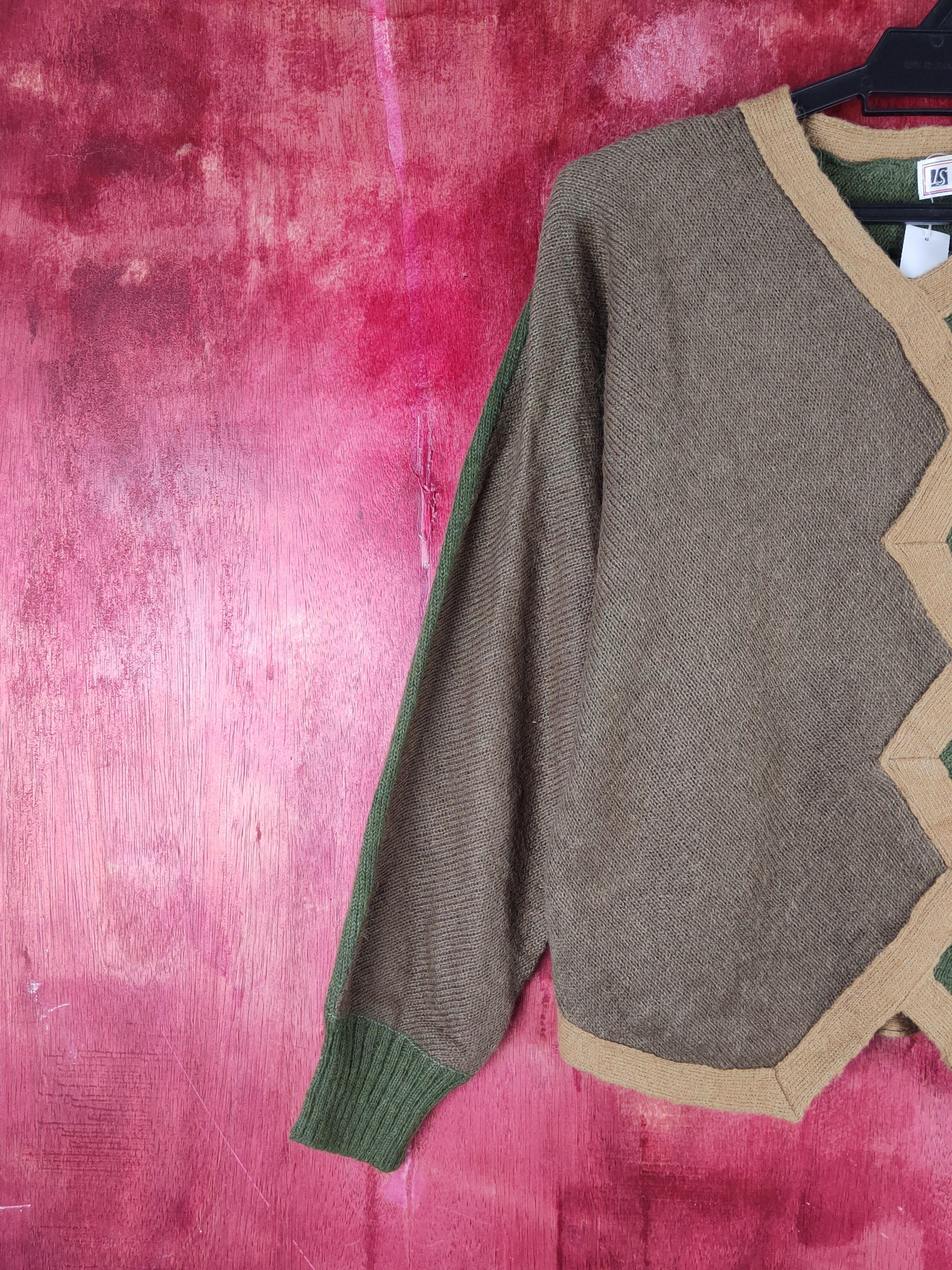 Vintage Les Sportique Green Brown Knitwear Sweatshirts #S2382 Size M / US 6-8 / IT 42-44 - 3 Thumbnail