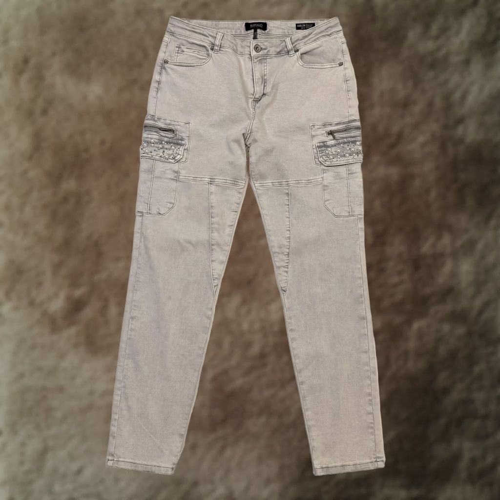 Buffalo David Bitton Buffalo David Bitton Jeans Womens 32 Gray Harlow Skinny Cargo Beaded Stretch* Size 24" / US 00 / IT 34 - 1 Thumbnail