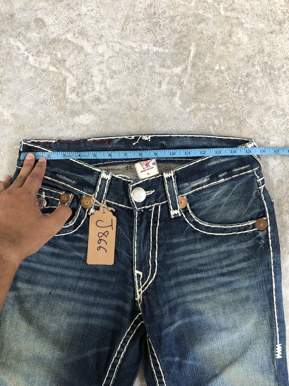 True Religion Vintage True Religion Mini Flared White Stitch Distressed Size US 31 - 19 Thumbnail