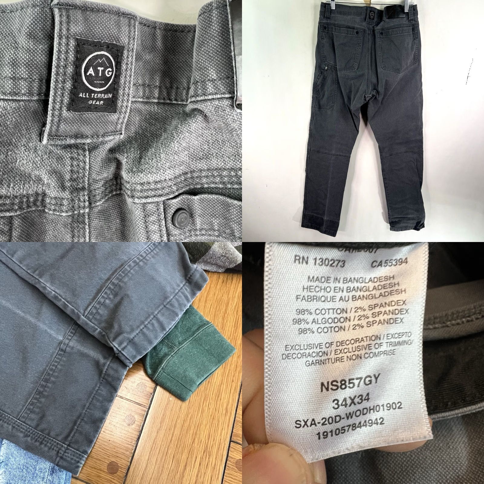 Wrangler Wrangler ATG Cargo Double Knee Canvas Pants Mens Size 34 Gray Size US 34 / EU 50 - 8 Thumbnail
