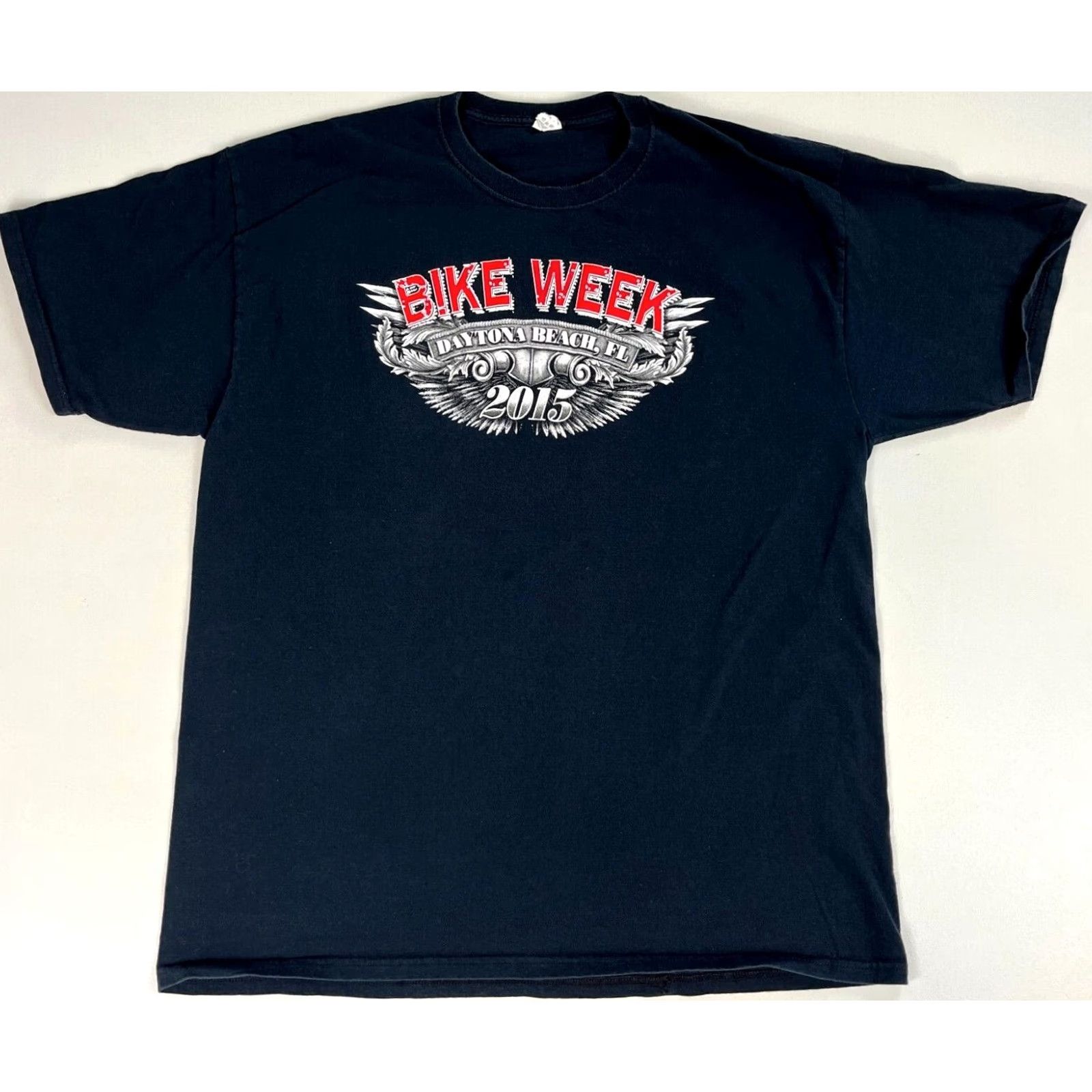 Fruit Of The Loom 2015 Daytona Beach, FL 74th Bike Week T-Shirt Double-Sided Sz XL Motorcycle Men's XL Black Cotton Fruit of the Loom Shirt Chil Size US XL / EU 56 / 4 - 2 Thumbnail