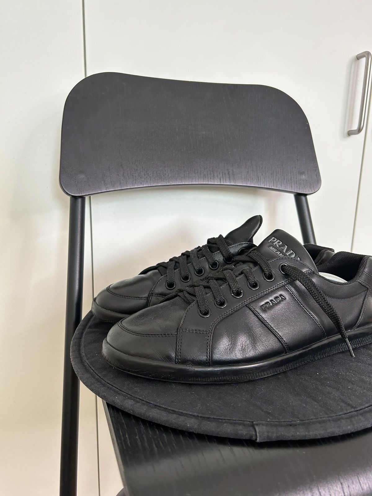 Prada Luxury Prada Trainers Shoes Black Leather Size US 11.5 / EU 44-45 - 2 Thumbnail