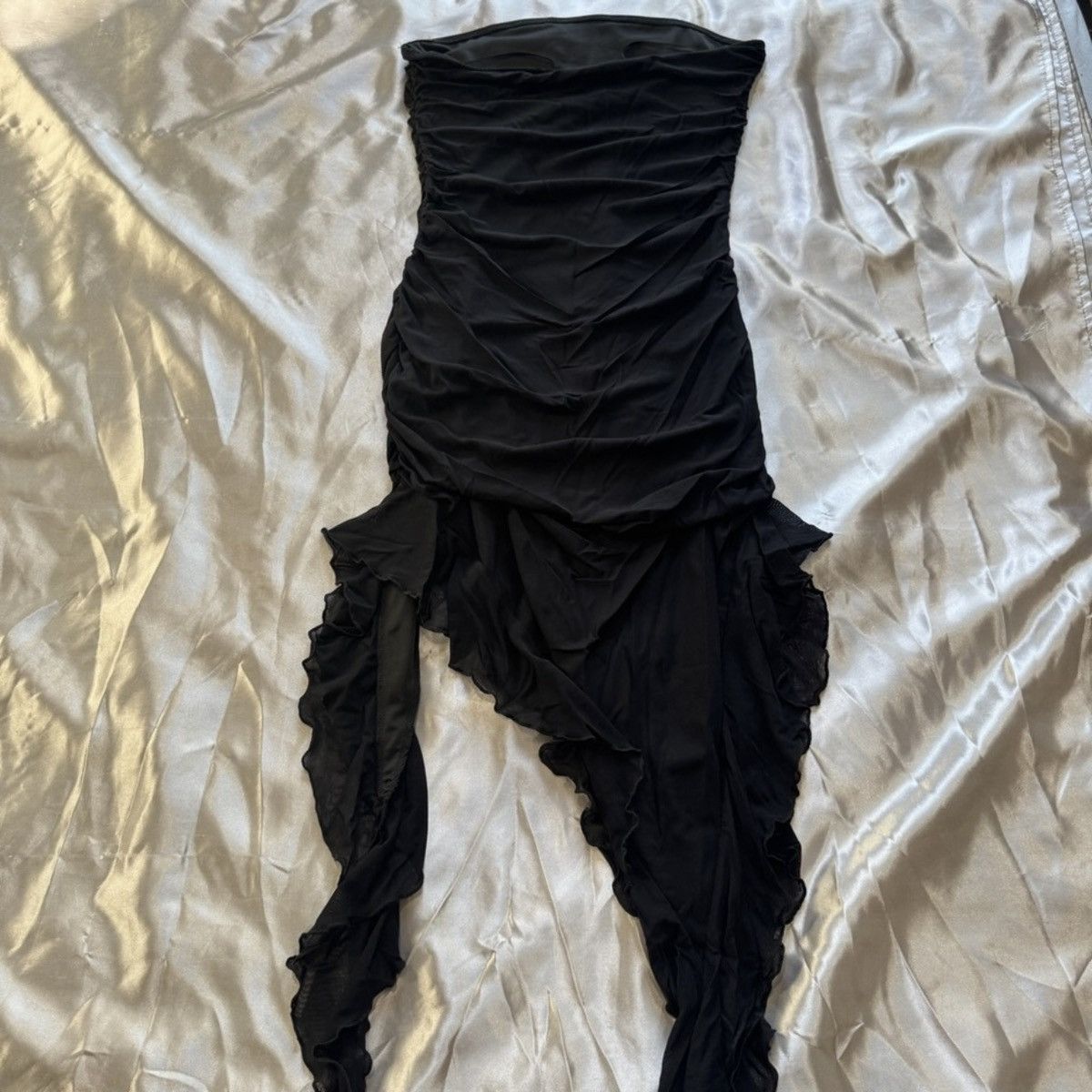 Shein Black Irregular Ruffle Trim Dress Size M / US 6-8 / IT 42-44 - 8 Thumbnail