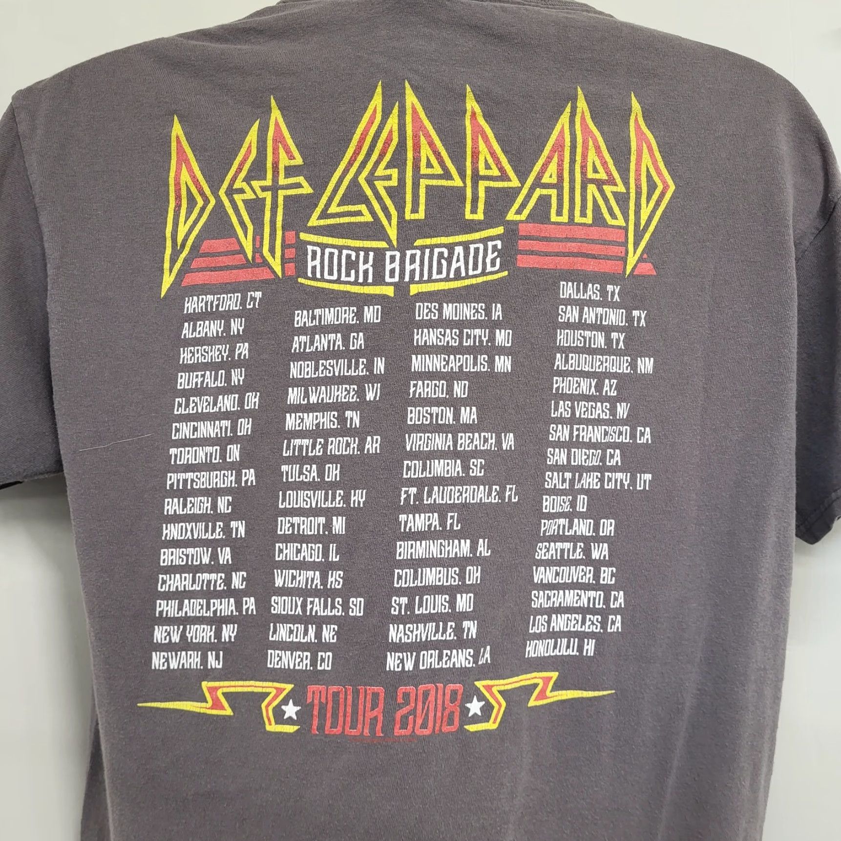 Vintage Def Leppard Tour T-Shirt Men Large Brown Rock Brigade 2018 Band READ Shirt Mens Concert 2018 Size US L / EU 52-54 / 3 - 3 Thumbnail