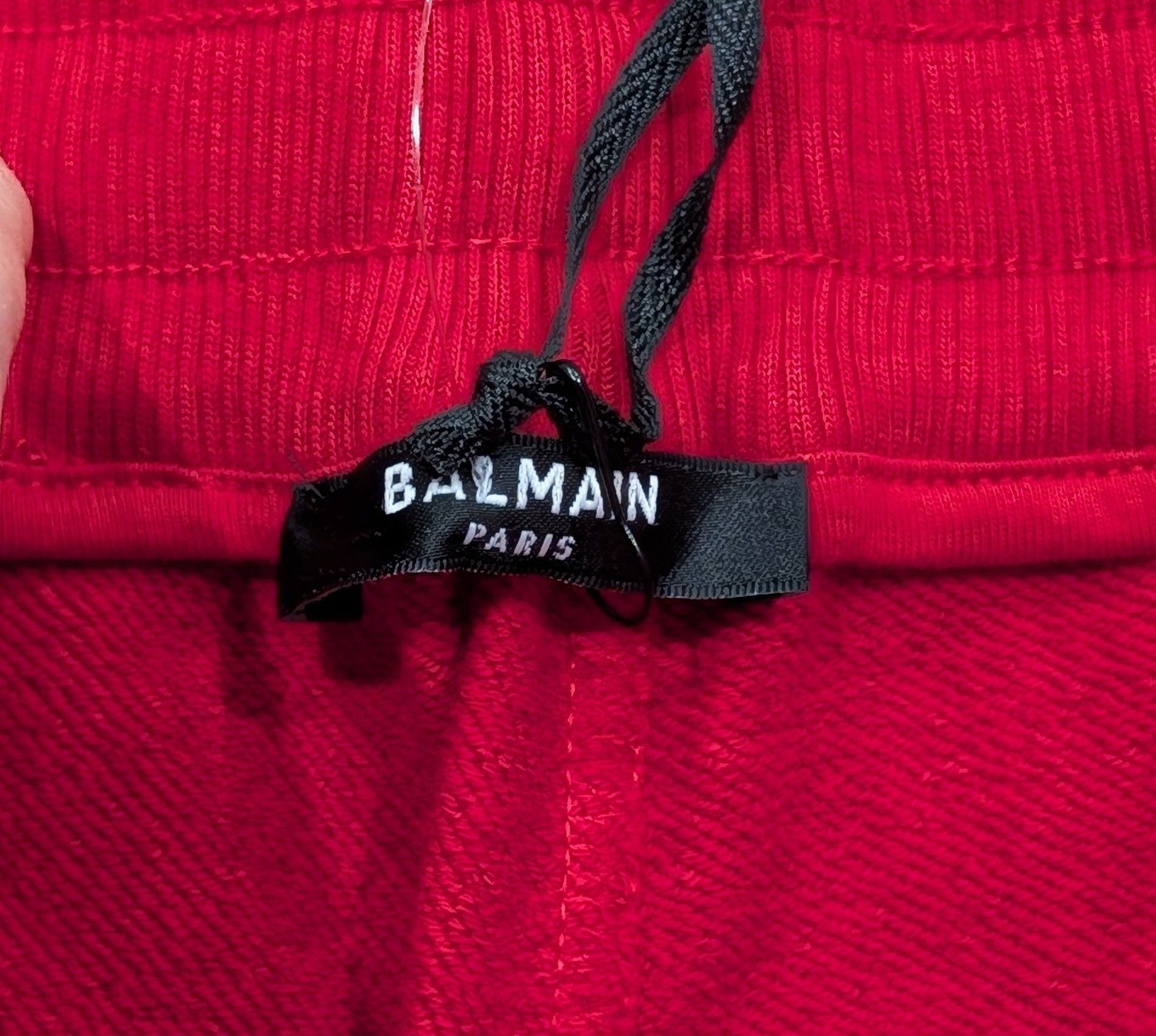 Balmain Balmain Cotton Flocked Logo Sweat Shorts Red Small Size US 30 / EU 46 - 5 Thumbnail