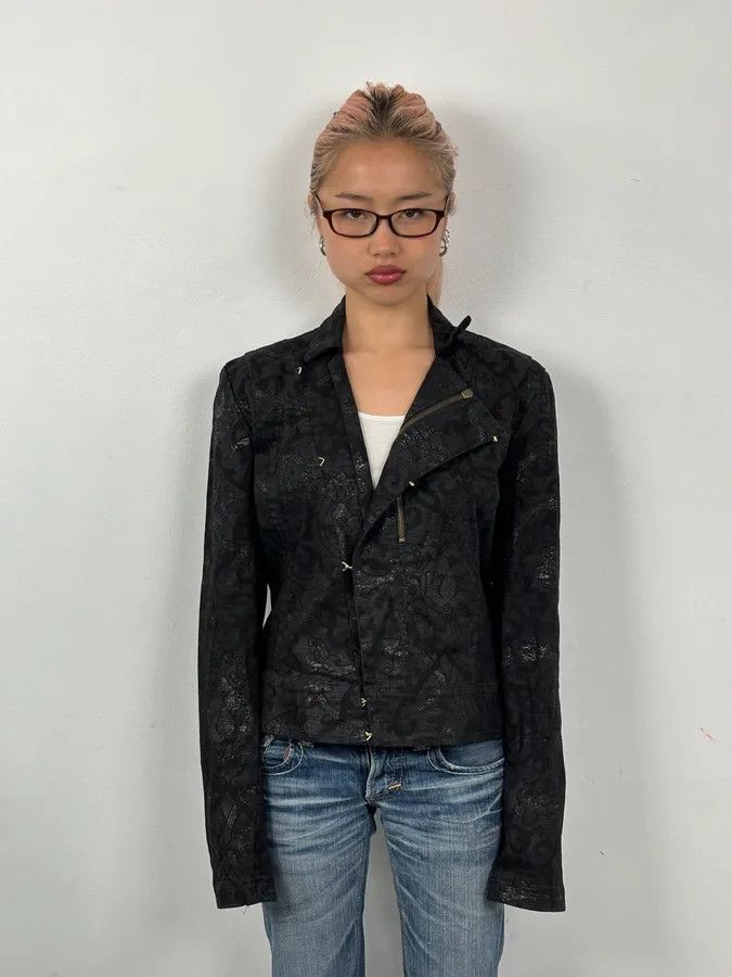 Roberto Cavalli 2000s Roberto Cavalli Black Obscure Damask Jacket Size M / US 6-8 / IT 42-44 - 2 Thumbnail