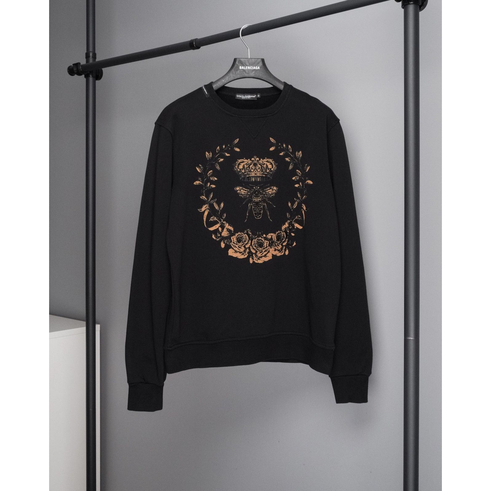 Dolce & Gabbana Dolce gabbana king bee print gold logo black crew sweatshirt Size US L / EU 52-54 / 3 - 1 Thumbnail