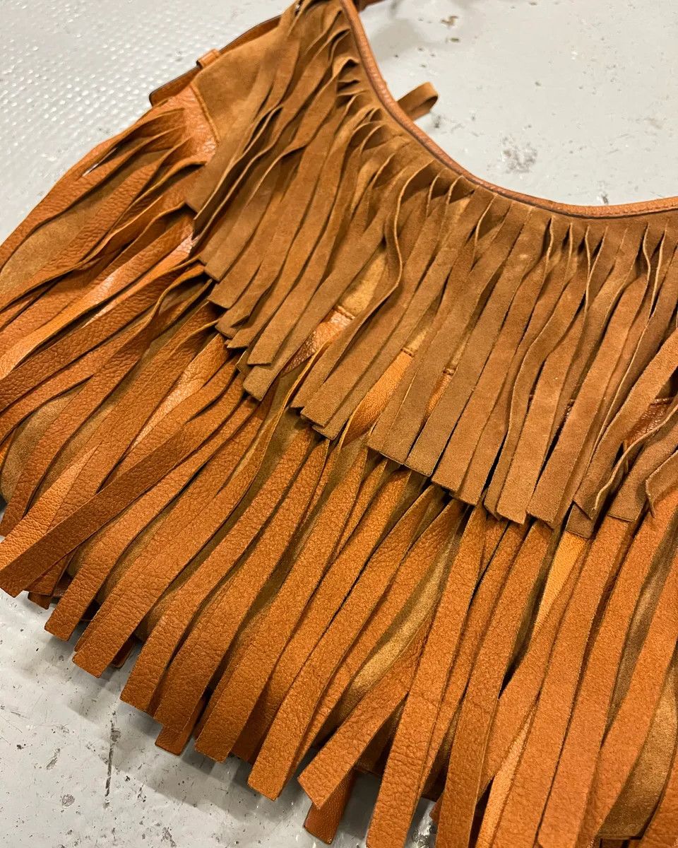 Yves Saint Laurent Yves Saint Laurent Camel Suede Layered Fringe Hobo Bag Size ONE SIZE - 5 Thumbnail