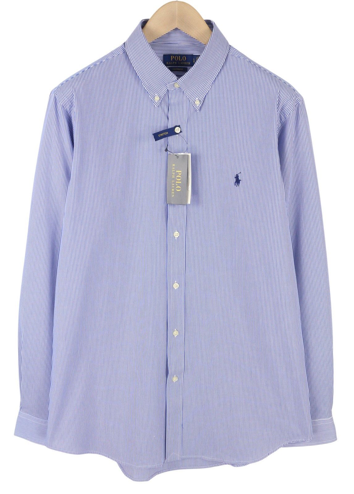 CORE REPLEN L Blue Striped Custom Fit Button-Up 87012