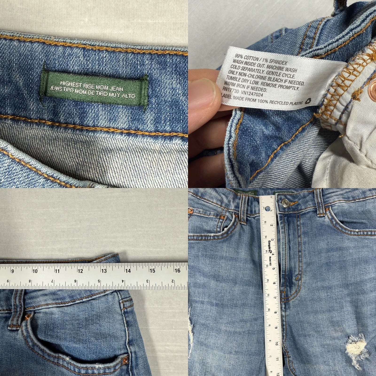 Vintage Wild Fable Jeans Womens 6 Blue Straight Leg Medium Washed Distressed Ripped Mom Jeans 90s Grunge Womens Size 28" / US 6 / IT 42 - 8 Thumbnail