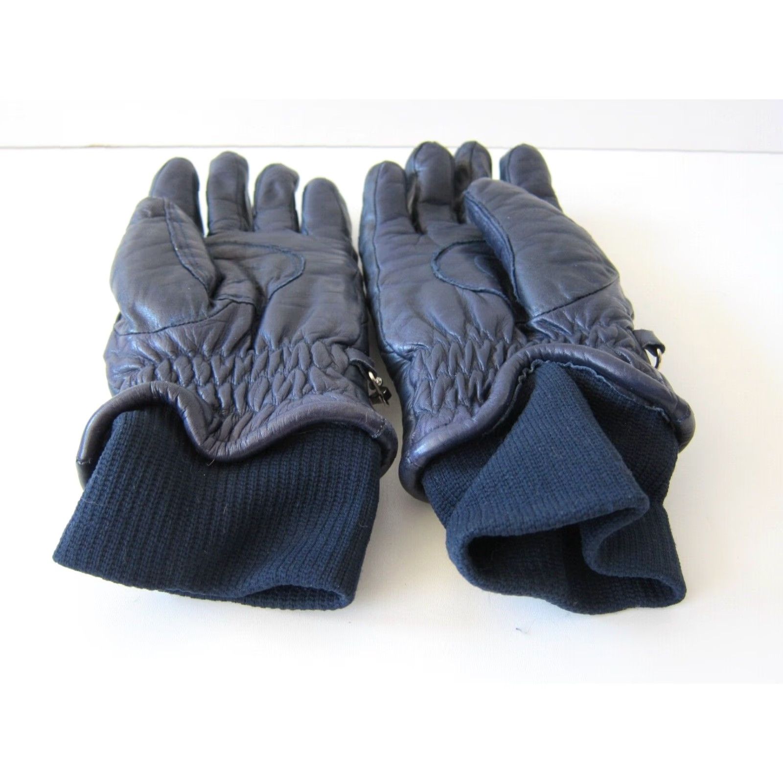 Vintage Vintage Olympia Navy Blue 100% Leather Insulated Snow Ski Warm Glove Men Medium Size ONE SIZE - 6 Thumbnail