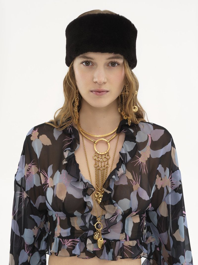Chloe o1loc1c11125 Cropped V-neck Silk Top in Multicolor Size L / US 10 / IT 46 - 7 Thumbnail
