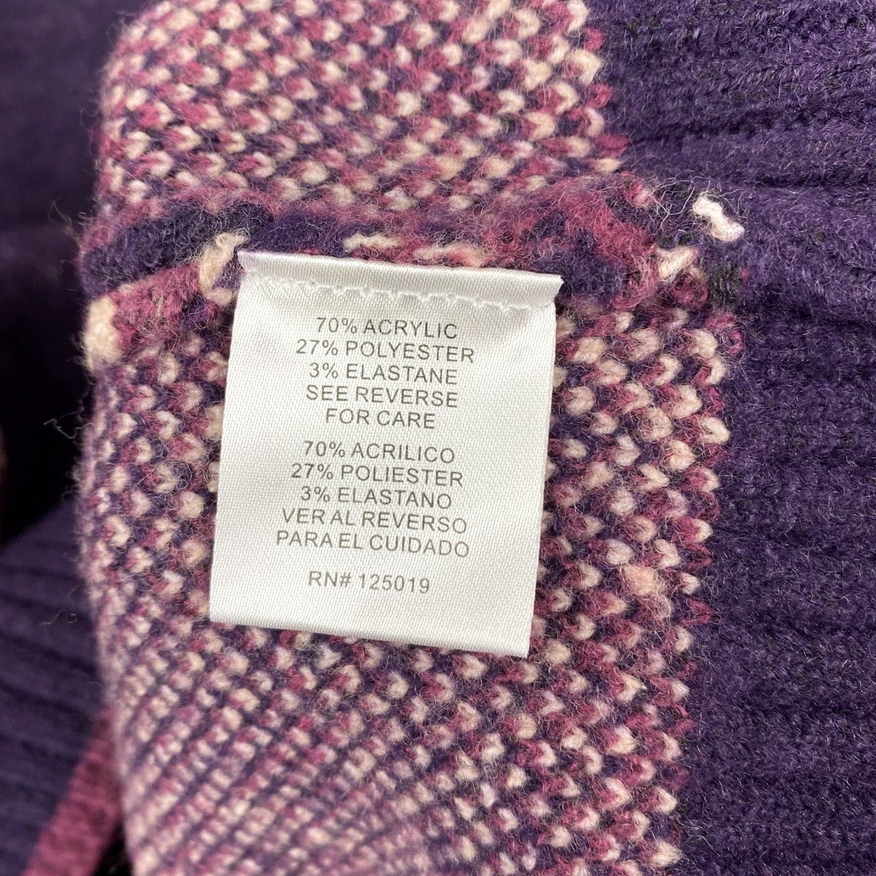 Vintage Joseph A Sweater Women's 2X Purple Floral Mock Neck Pullover Knit NWT Size XXL / US 16-18 / IT 52-54 - 7 Thumbnail