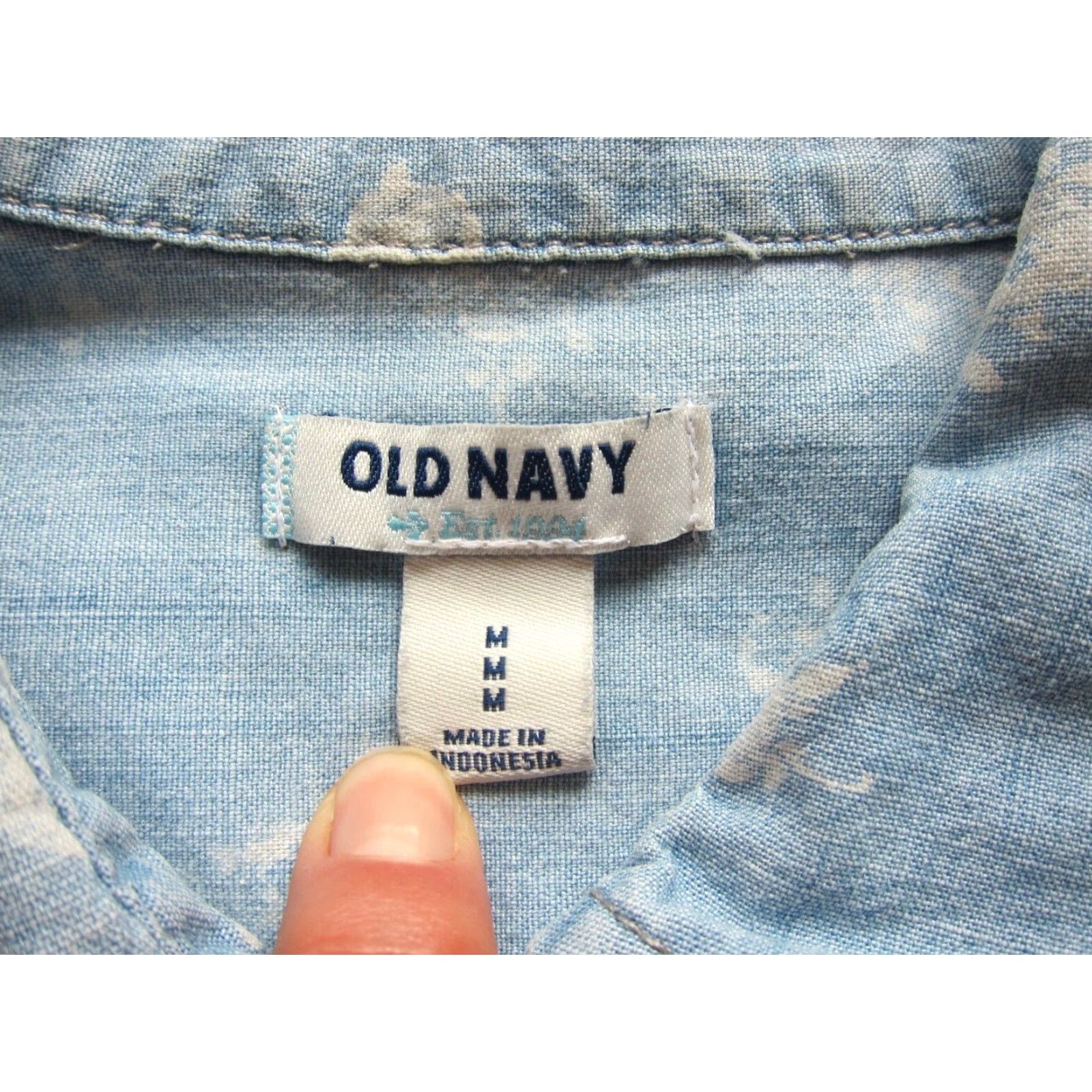Old Navy Old Navy Shirt Dress Cotton Blue White Floral Long Sleeve Collared Button Down Womens M Size M / US 6-8 / IT 42-44 - 6 Thumbnail