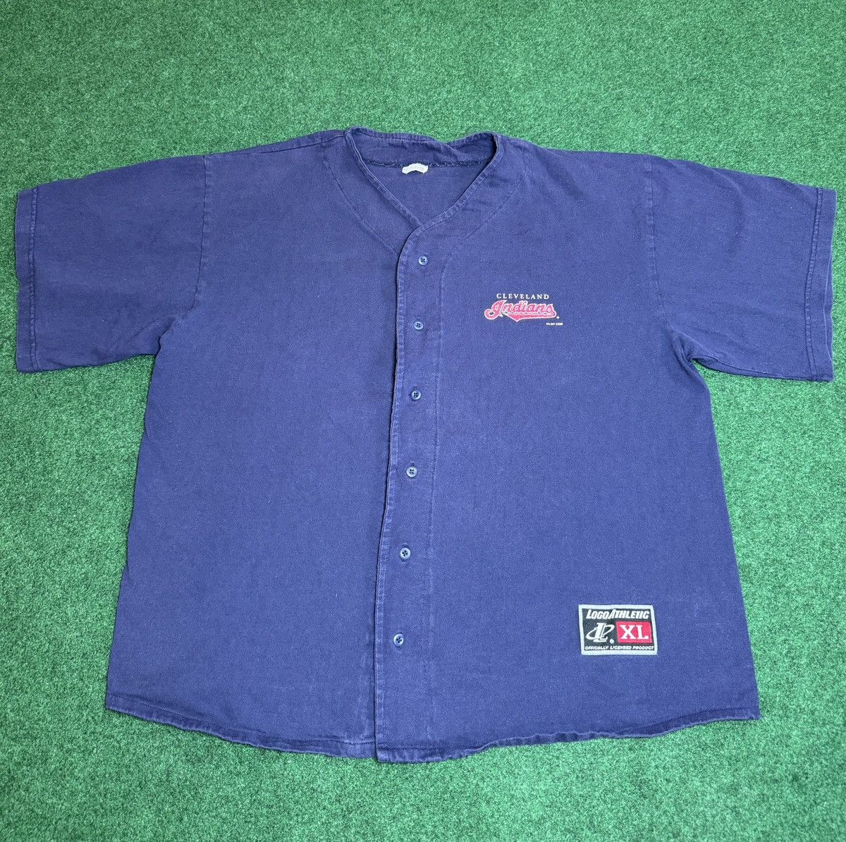 Logo Athletic × Vintage Vtg 90s Y2K Cleveland Indians Logo Athletic Baseball Jersey Size US XL / EU 56 / 4 - 1 Thumbnail