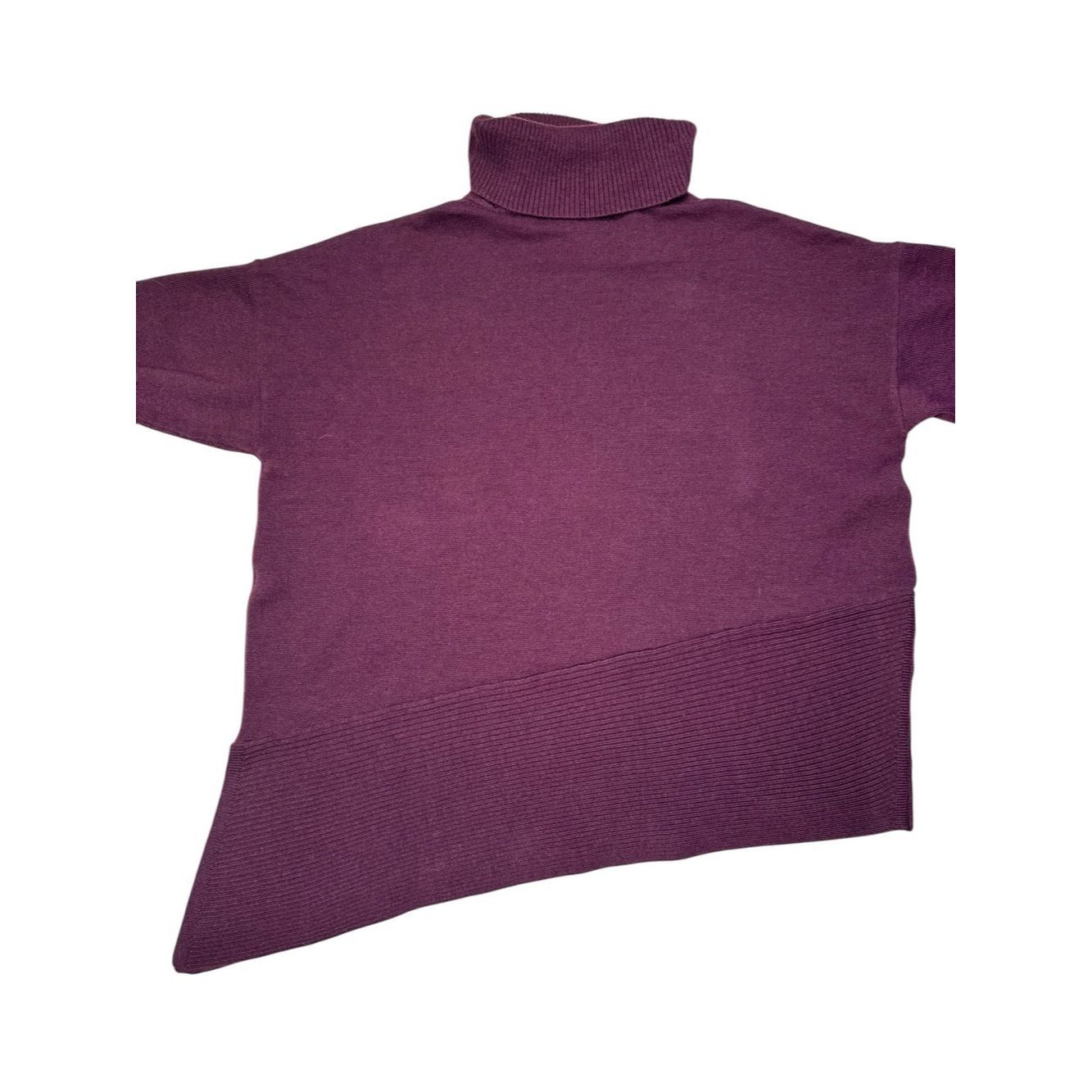 Chicos Chico's Plum Asymmetric Cowl Neck Tunic Sweater Size 4 US X Size XXL / US 16-18 / IT 52-54 - 6 Thumbnail