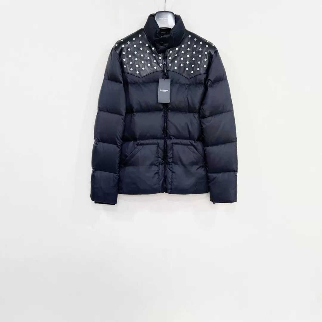Saint Laurent Paris Saint Laurent Black Studded Leather Puffer Jacket Size US S / EU 44-46 / 1 - 1 Thumbnail