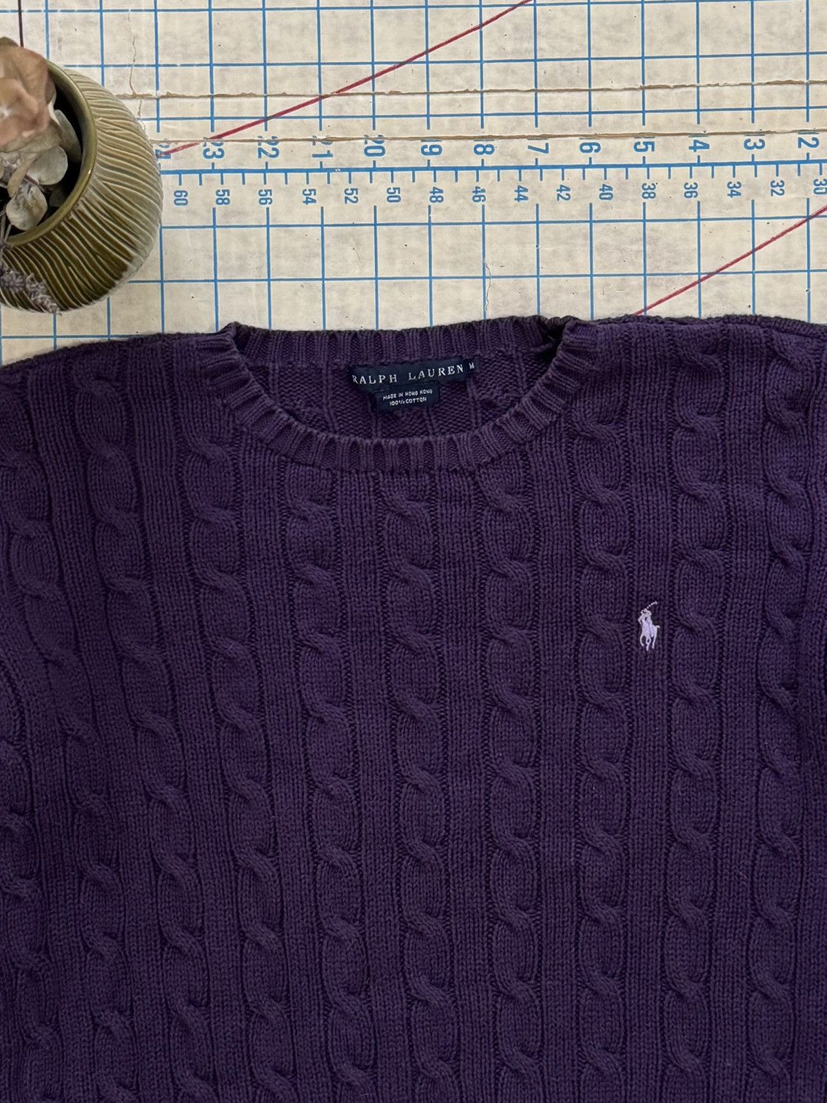 Polo Ralph Lauren × Ralph Lauren Ralph Lauren Cable Knit Sweater Purple Women’s Size Medium Size M / US 6-8 / IT 42-44 - 4 Thumbnail