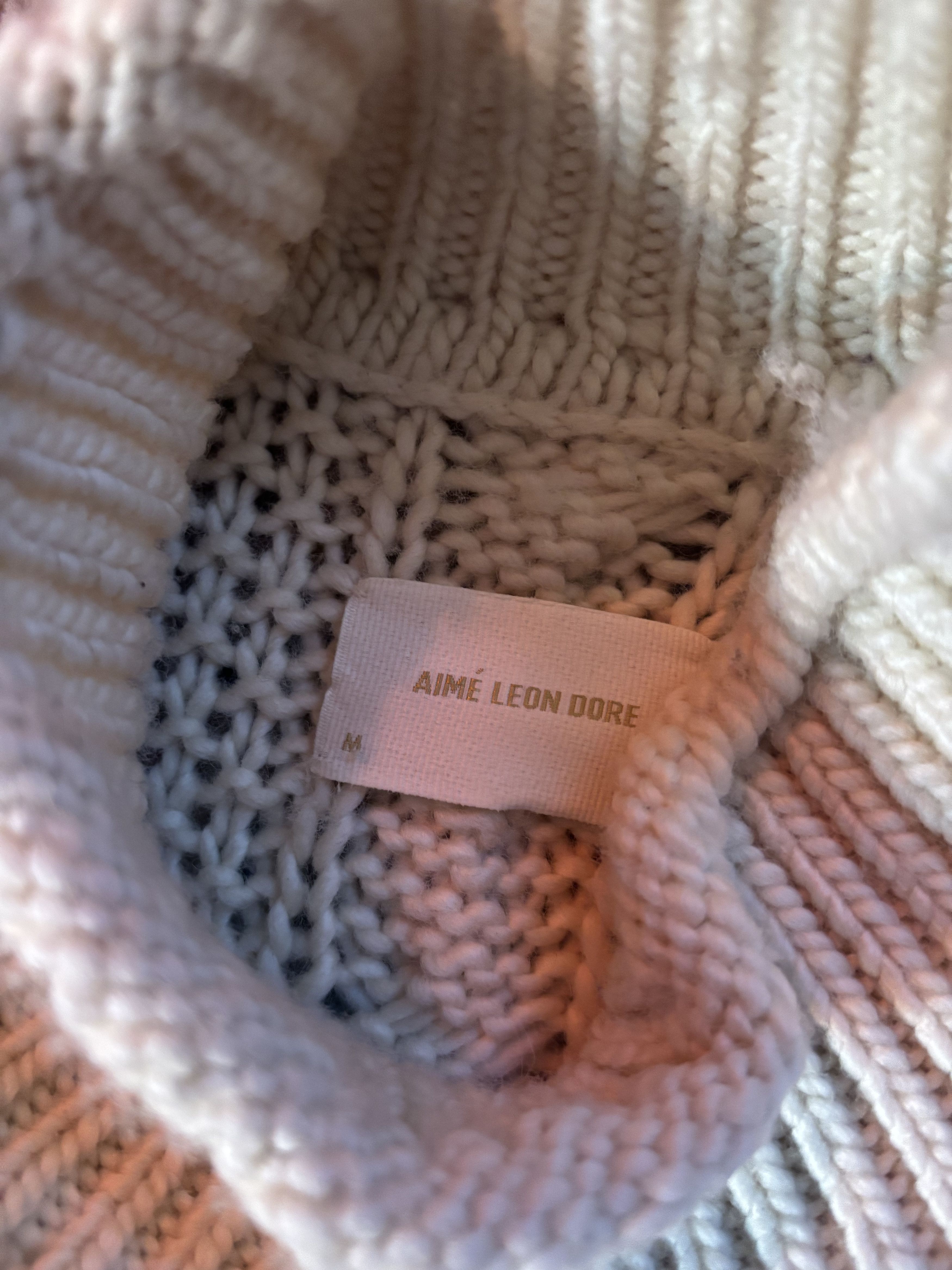 Aime Leon Dore Aimé Leon Dore Cable Knit Mockneck Sweater Beige - Medium Size US M / EU 48-50 / 2 - 3 Thumbnail